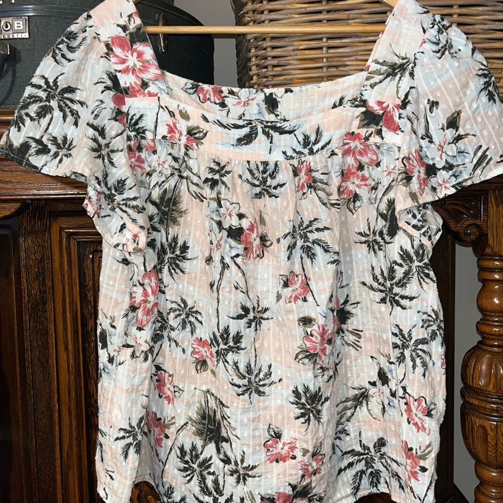 torrid Pink Floral Off-Shoulder Ruffle Top